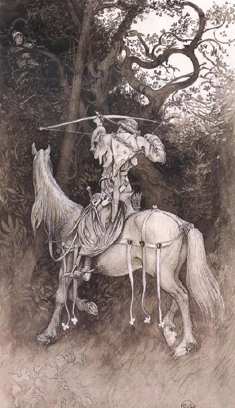 Carl Larsson Erland Draws His Bow Pen and ink Wash-drawing China oil painting art